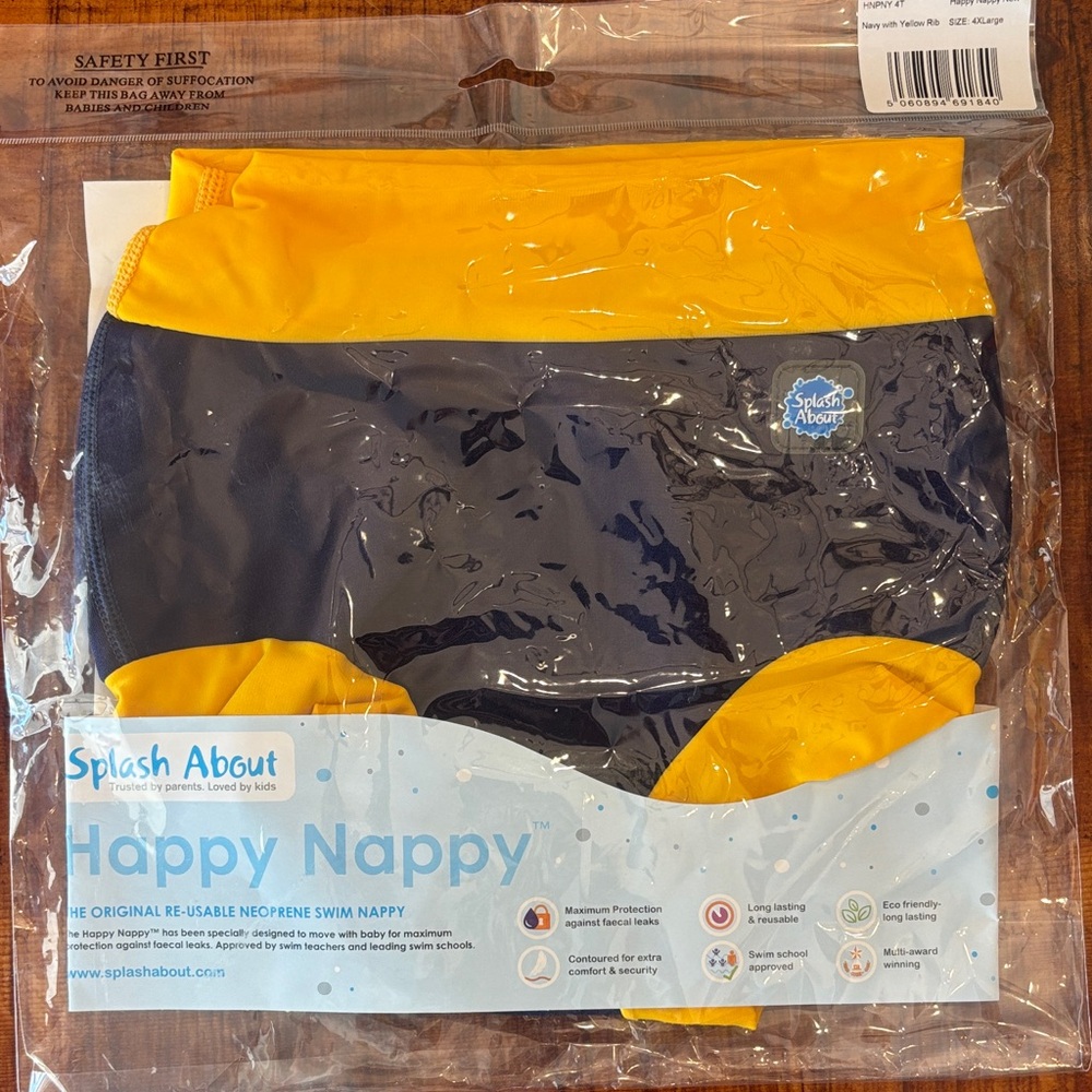 Kids Splash About Swim Nappy - Navy and Yellow